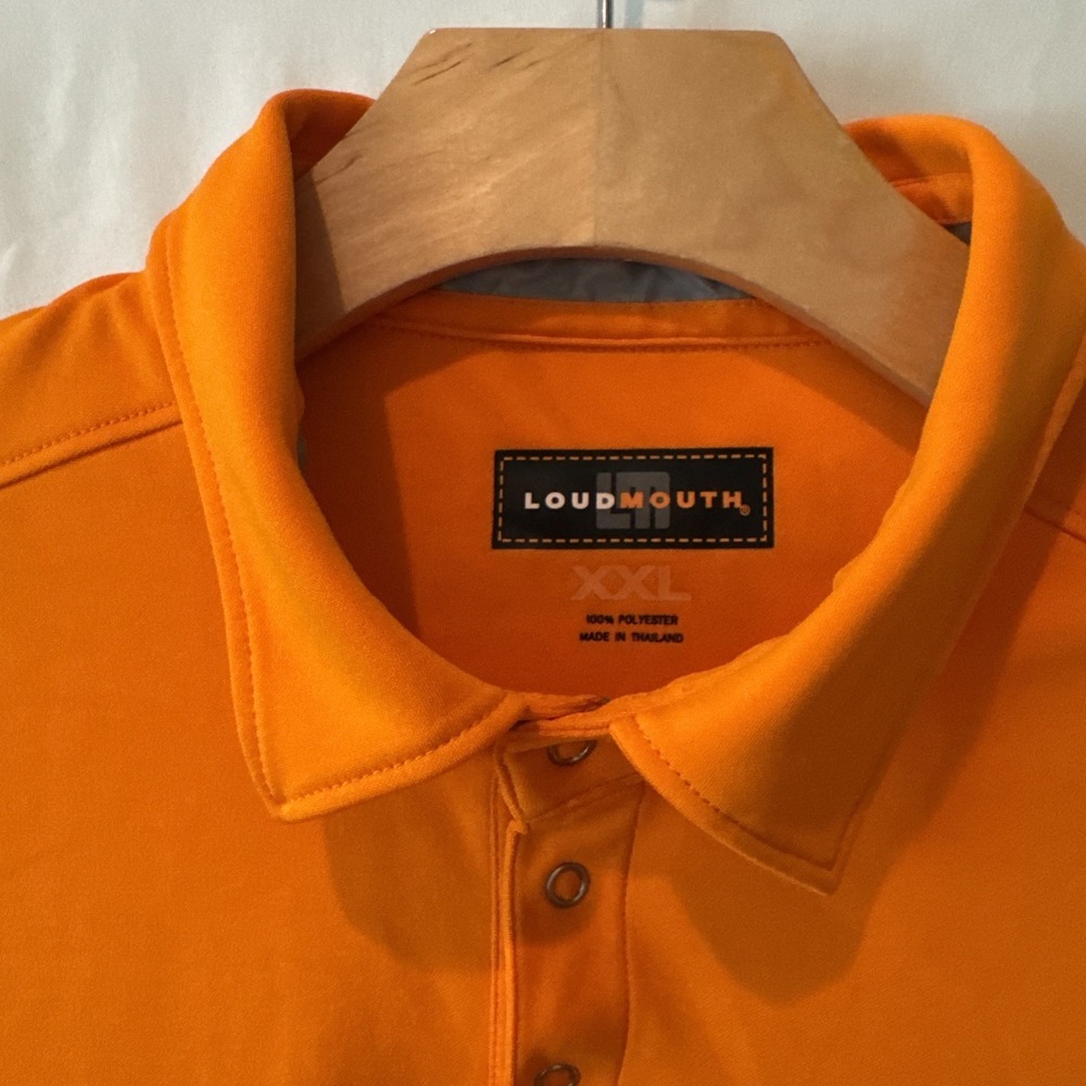 Loudmouth Golf Polo Shirt Mens Performance XXL Orange S/S Snap